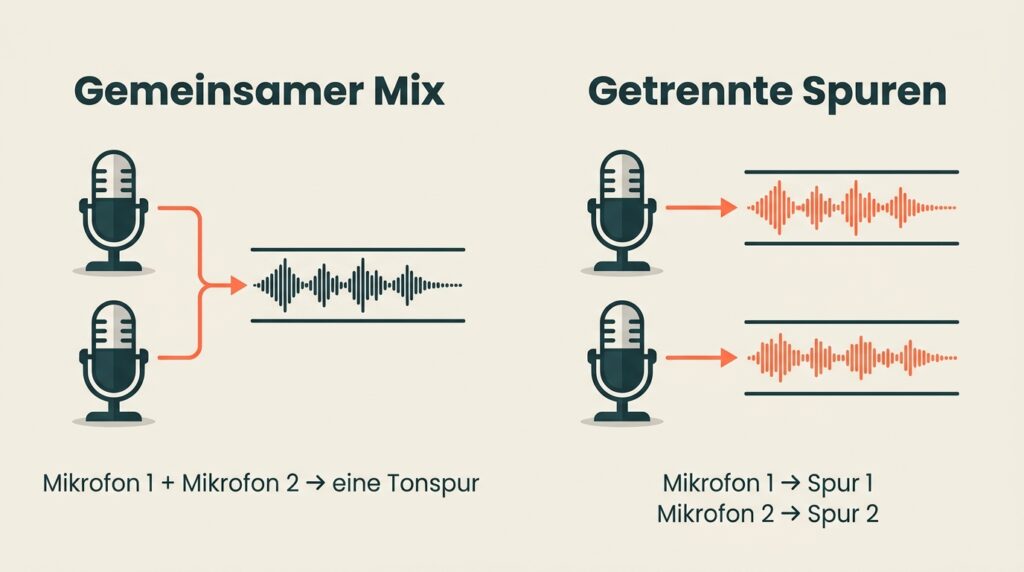 Podcast als gemeinsamer Mix oder mit zwei getrennten Mikrofonspuren
